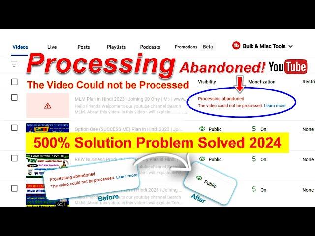 Processing Abandoned The Video Could not be Processed Problem Solved | Short Solution