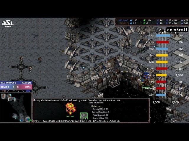 ASL S19 Preliminary Day 1 Group 9 Hero vs BCM[S.O] ZvT @ Radeon | Starcraft Commentary