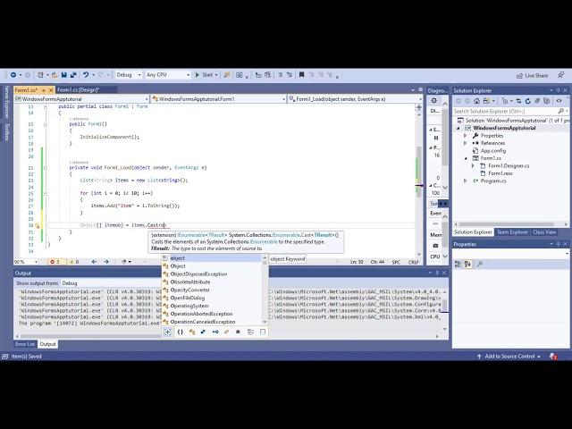 C# | Add items to combo box using add range function