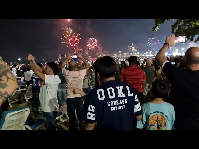 Happy New Year from half a million people on Pattaya Beach Thailand