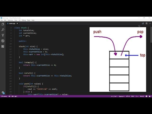 Implementing Stack Data structure using dynamic array | C++