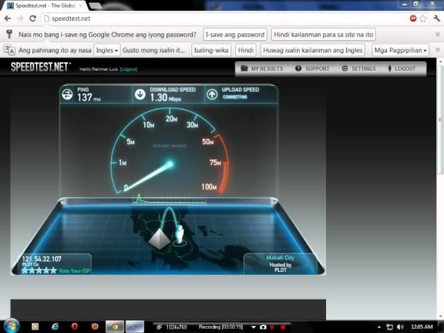 Speedtest Globe zte mf100 using Smart Buddy sim