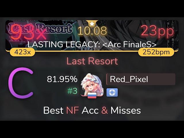 [10.08⭐] Red_Pixel | xi - Last Resort [LASTING LEGACY: Arc FinaleS] +NF 81.95% {#3 23pp 93}- osu!