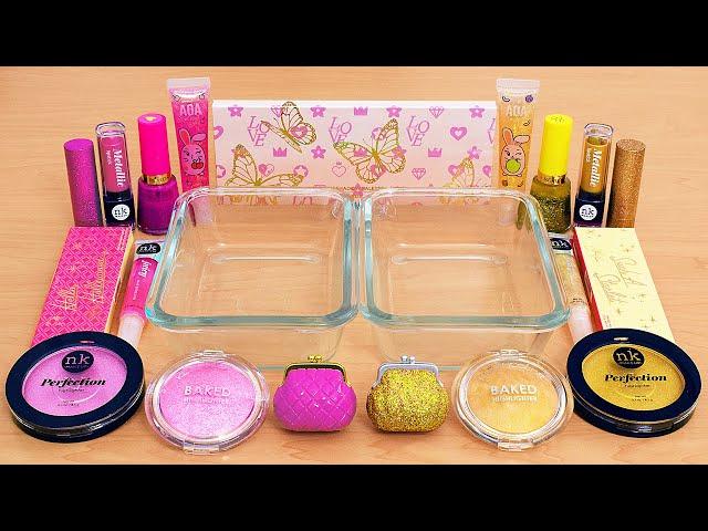 Pink vs Gold - Mixing Makeup Eyeshadow Into Slime ASMR