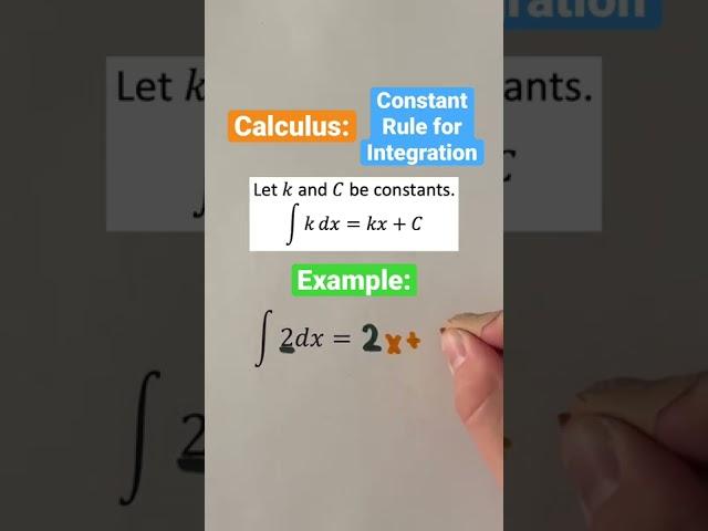 Calculus: Constant Rule for Integration #Shorts #calculus #math #maths #mathematics #learnmath