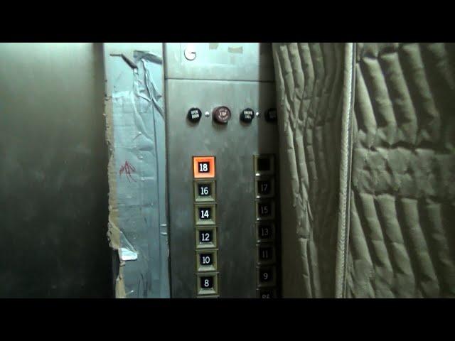 BEFORE: Vintage Otis Autotronic Elevators and machine room at the 700 Building in Richmond, VA