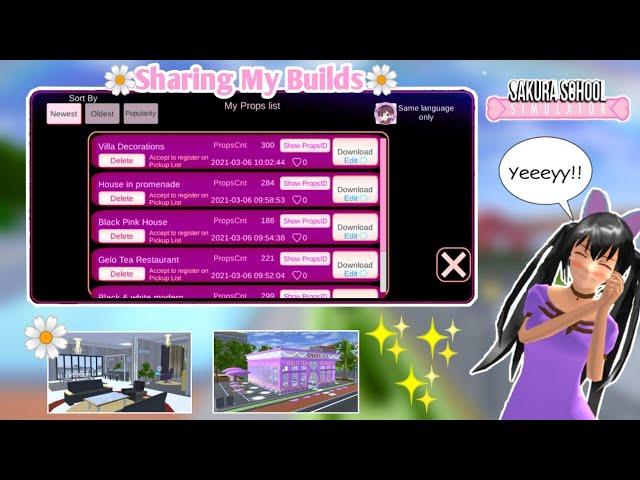 SHARING MY BUILDS IN SAKURA SCHOOL SIMULATOR (SHOW PROPS ID) || Angelo Official