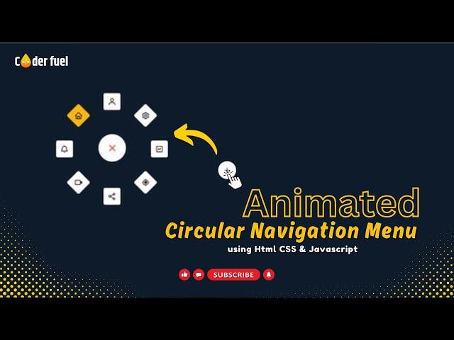 Animated Circular Navigation Menu using Html CSS & JavaScript | Coderfuel