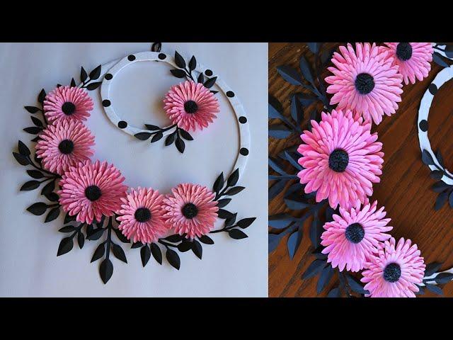 Paper Flower Wall Hanging- Easy Wall Decoration Ideas - Paper craft - DIY Wall Decor