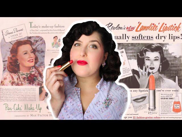 FULL FACE of 1950's Makeup || An authentic 1950s makeup tutorial using only makeup that existed then