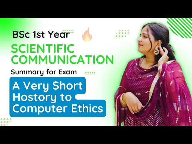 BSc 1st Year Scientific Communication || A Very Short History of Computer Ethics Summary