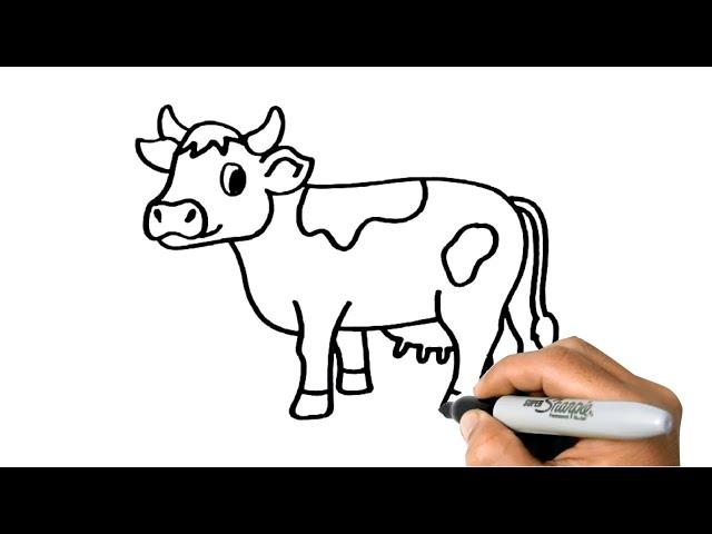 How to DRAW a COW Easy Step by Step Farm Animal Drawing