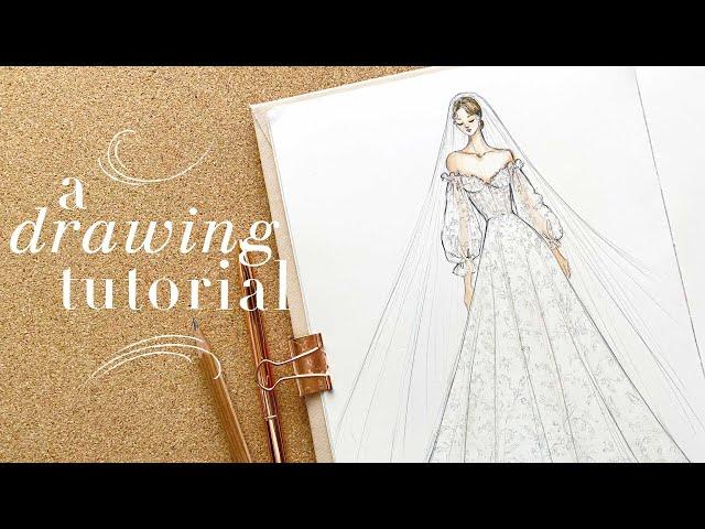 How to Draw a Dreamy Wedding Dress  Pencils & Watercolour