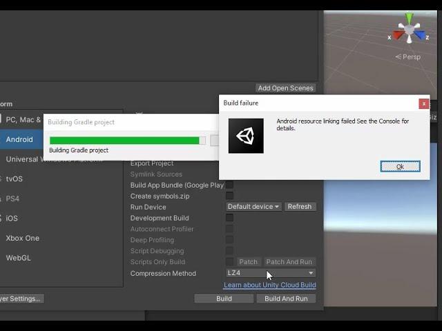 Android Resource Linking failed Solution Unity 2019 and previous