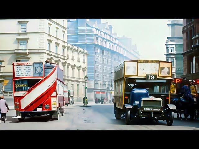 A Day in London 1920s in Color [60fps, Remastered] w/sound design Added