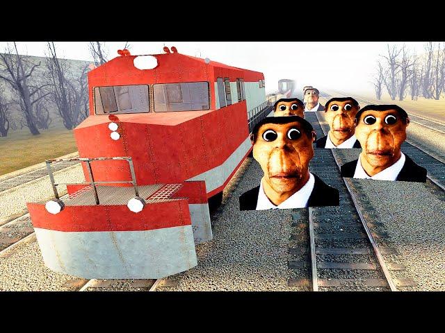 OBUNGA CHASES US: SURVIVING ON A TRAIN IN GMOD SANDBOX NEXTBOT Garry's Mod