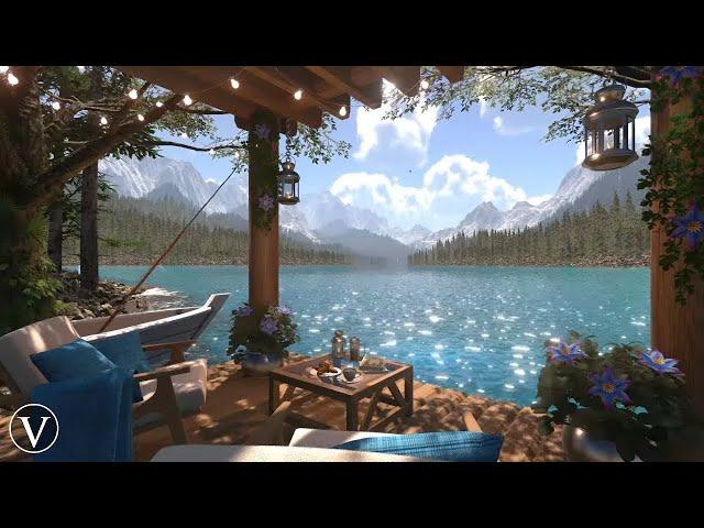 Emerald Lake | Day & Sunset Ambience | Wind Chimes, Birds, Water & Forest Nature Sounds