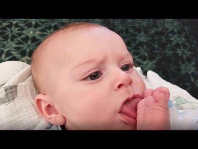 Funny Baby Sucks on Foot & Toes