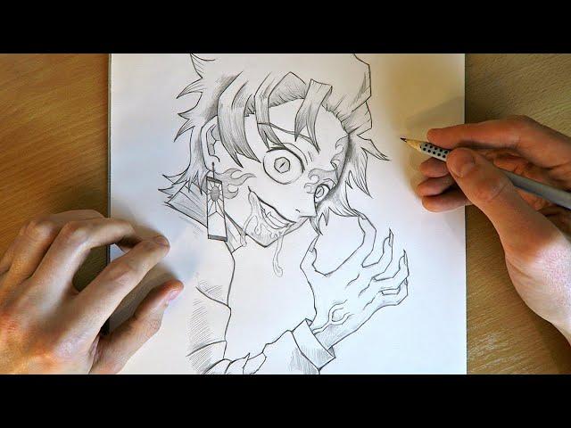 How to Draw Tanjiro (Demon King) | Demon Slayer | Anime Drawing Tutorial