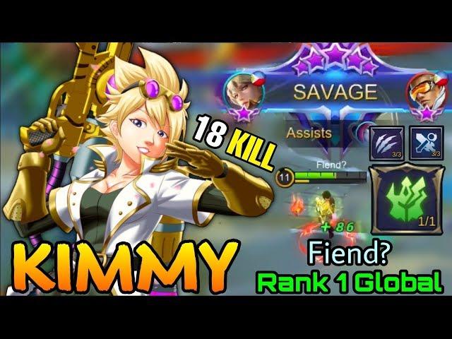 SAVAGE!! 18 Kills Kimmy Jungle Emblem + Hybrid Build - Top 1 Global Kimmy Fiend?  - Mobile Legends