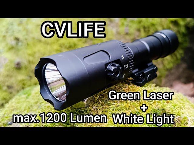 CVLIFE Picatinny Led Taschenlampe Waffenlicht Gewehrlicht grüner Laser Review Flashlight Test