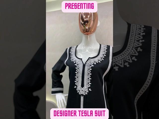 Tesla Top Designer Suit: Exquisite Embroidery & Lace Magic! #teslakurta