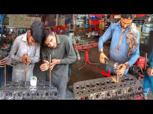 Resurfacing Diesel Engine 6 Cylinder Head || valve Seat Resurfacing ||