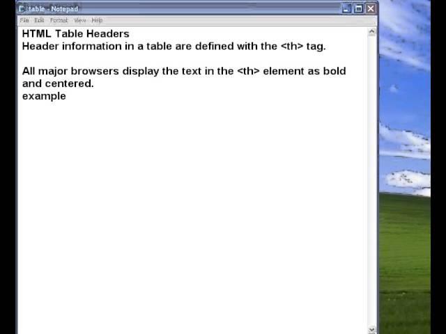 how to create html tables, borders, headers table tags