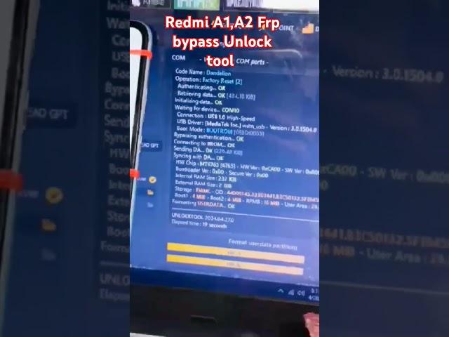 Redmi A1,A2 frp bypass Unlock tool  working #frpbypass #screenlockpassword #pattern #shorts #trend