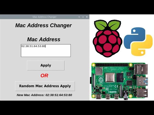 Mac Address Changer Gui with Raspberry pi and Python