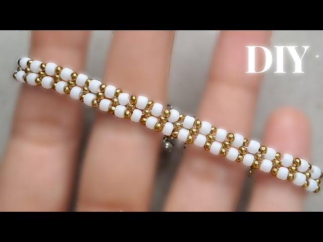 Seed Bead Jewelry Making Tutorials For Beginners/ DIY beaded bracelet/How to make pearl bracelet