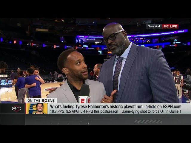 Shaquille O'Neal crashes Jamal Collier's reporting ahead of Pacers-Knicks Game 2  | SportsCenter