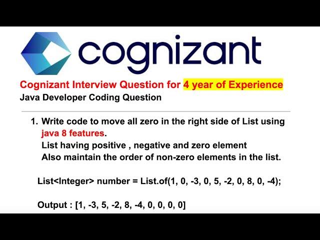 Cognizant Interview Coding Question | Move Zero Element to end using java 8 features.