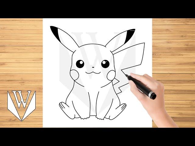 How to draw Pikachu Pokemon Step by step, Drawing Tutorial Trick Easy For Kids