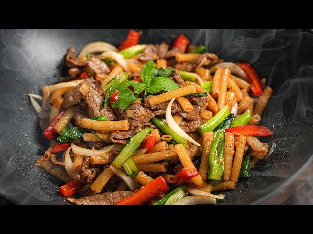 [ENG SUB] Bạn còn Nui không, pha sốt kiểu này xào bò ngon khó cưỡng luôn | Stir fry macaroni recipe