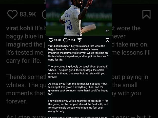 VIRAT KOHLI RETIRE FROM TEST CRICKET!! #viratkohli #testcricket #retirement #redball #trending #news