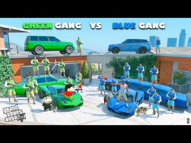 Franklin Blue Gang VS Shinchan Green Gang Base In GTA 5!