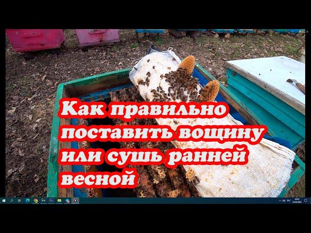 КАК ПРАВИЛЬНО ПОСТАВИТЬ ВОЩИНУ И СУШЬ РАННЕЙ ВЕСНОЙ, БЕЗ УЩЕРБА НА РАЗВИТИЕ ПЧЕЛОСЕМЬИ.