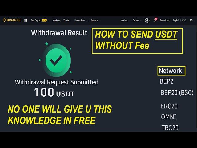 HOW TO SEND USDT FROM BINANCE WITHOUT FEE , Binance.com usdt sending proceedure without fee