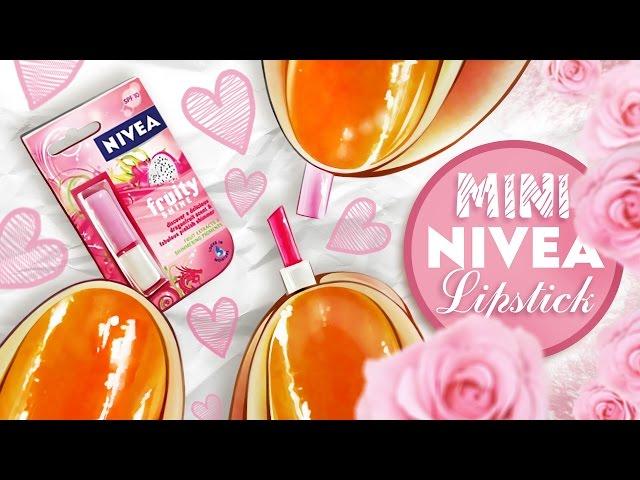 Realistic Miniature NIVEA Lipstick Fruity Shine Tutorial! | DollHouse DIY 