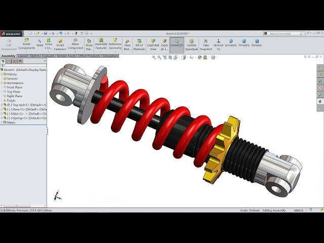 Solidworks tutorial | sketch Shock absorber in Solidworks