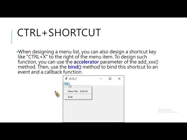 shortcut keys, Submenu, popup menu and toolbar of tkinter