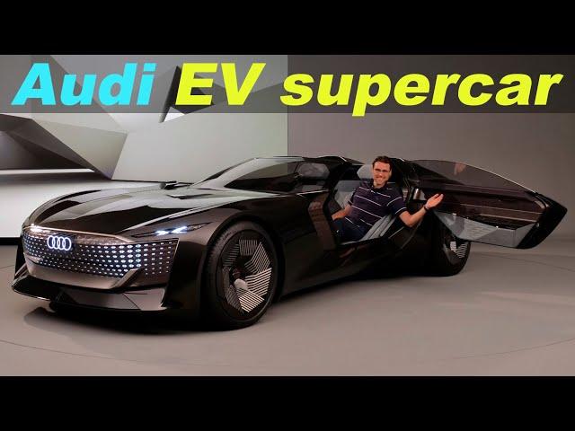 The Audi EV batmobile  with adjustable length!  Audi skysphere roadster supercar