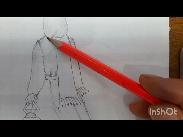 How to draw a girl carrying the lamp? Easy draw! Focus ķotarga qiz oson chizing