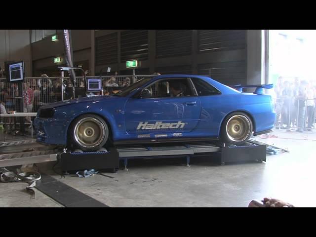 замеры мощности на стенде  Skyline Gtr R34 1015 Hp on dyno