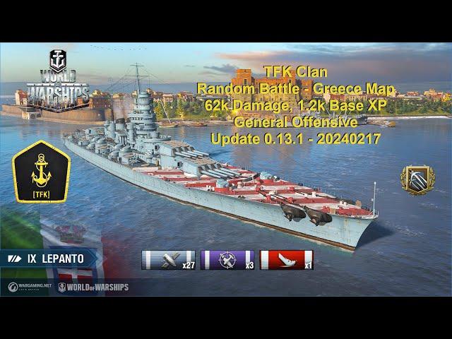  World of Warships - TFK Clan Replay - Lepanto, the silent movie 🫤