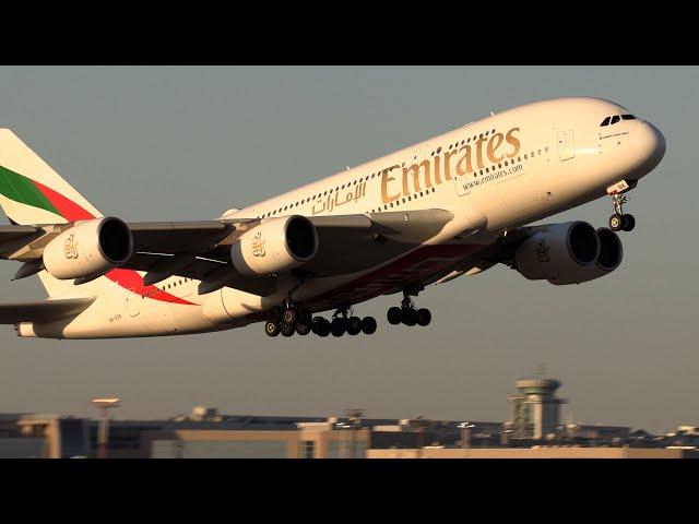 Takeoff of the Airbus A380 Emirates from Domodedovo Airport, 10/01/24