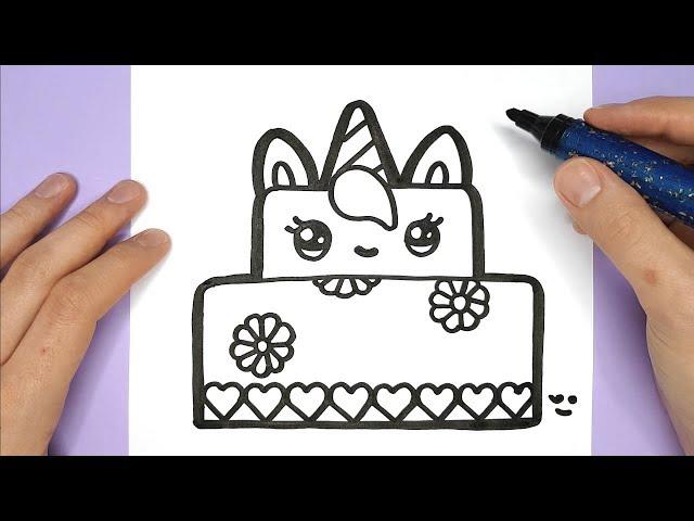 How to Draw a Cute Unicorn Cake - Happy Drawings Unicorn - By Rizzo Chris