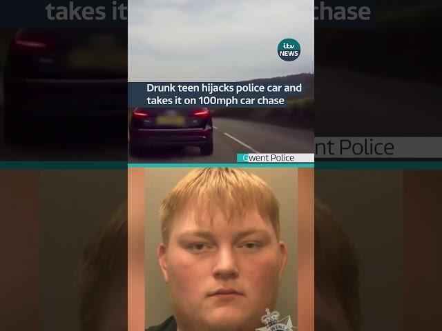 Drunk teen hijacks police car and takes it on 100mph car chase #itvnews #wales