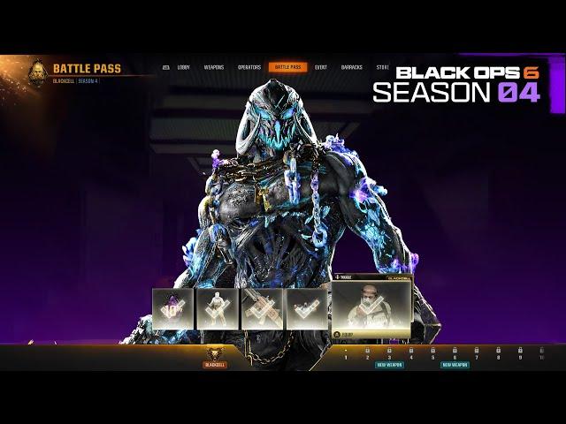 ALL Black Ops 6 Season 4 Battlepass Rewards, Dark Aether Blackcell & Tier 100 Skins… (EARLY PREVIEW)
